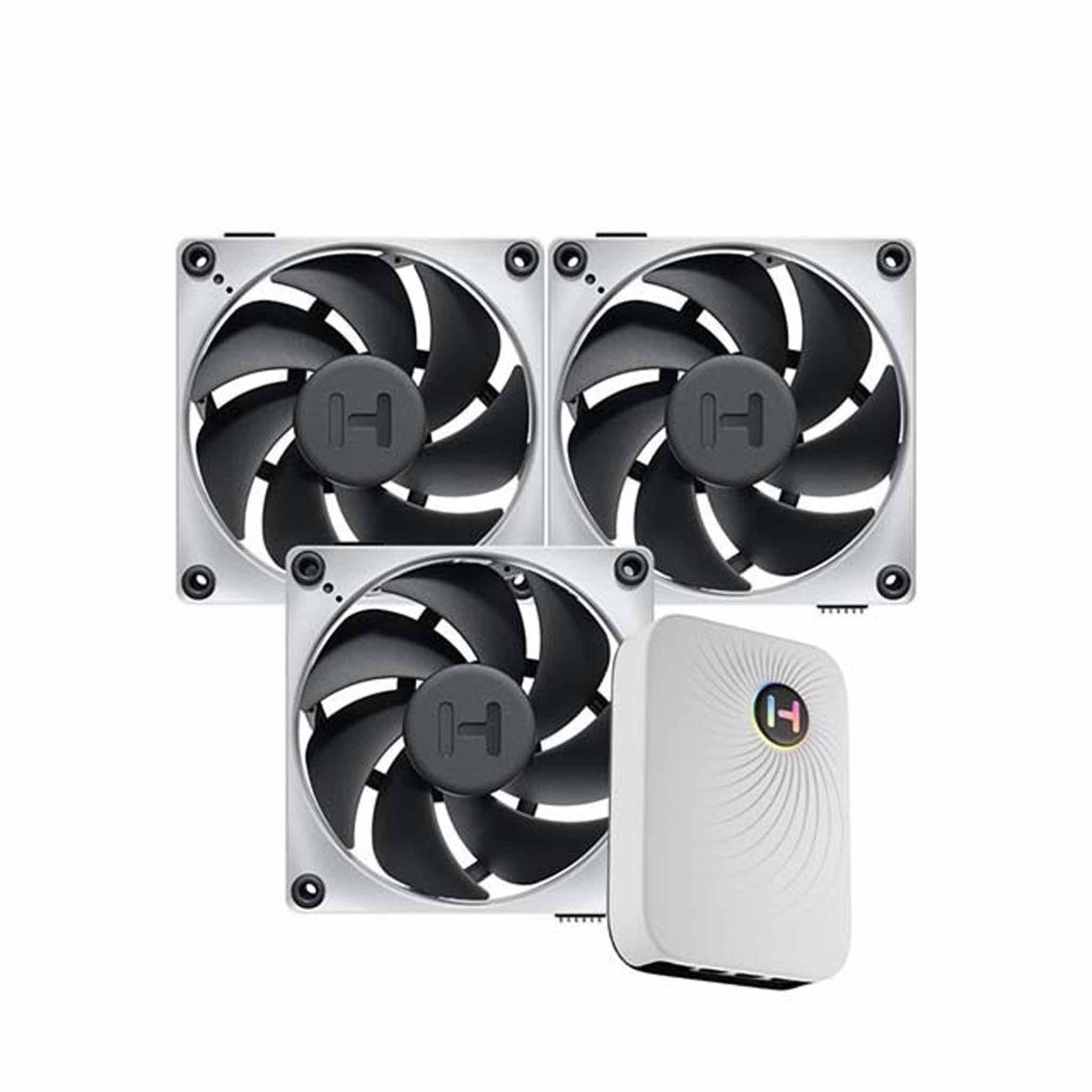 HYTE Thicc FP12 - 3x120mm CPU Case Fans - 3 Pack With NP50 Nexus Control Hub - Grey - Zayoom