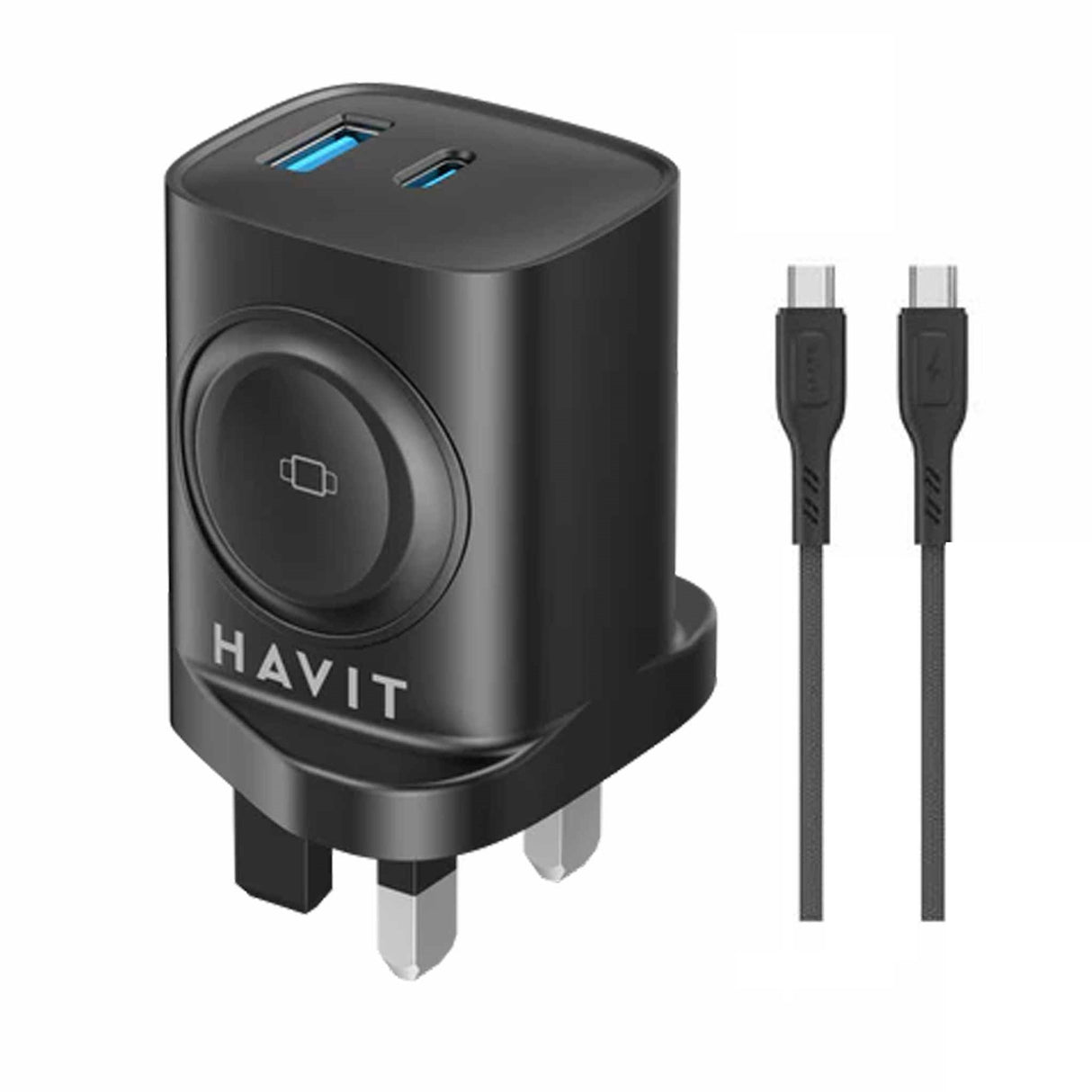 Havit - Travel Charger with Watch Charger - Black - 2 PCs - Zayoom