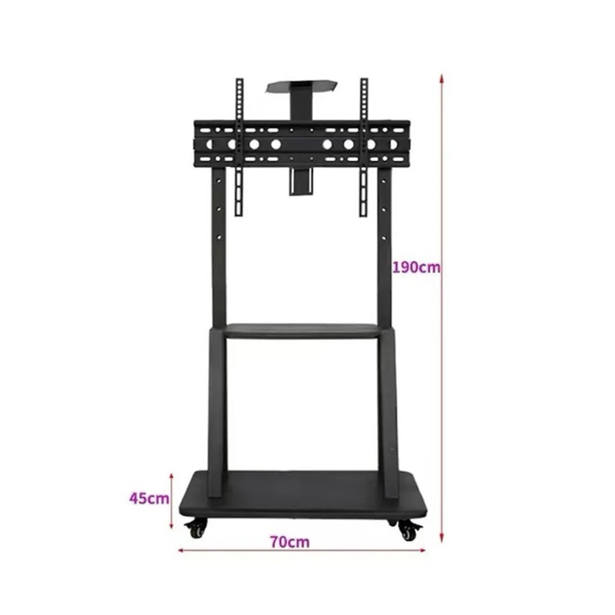 Heavy Duty Mobile Adjustable TV Stand with Wheels Rotatable for 30 to 75 Inch TVs with Media Shelf and AV Rack Universal Floor Mount Display Stand