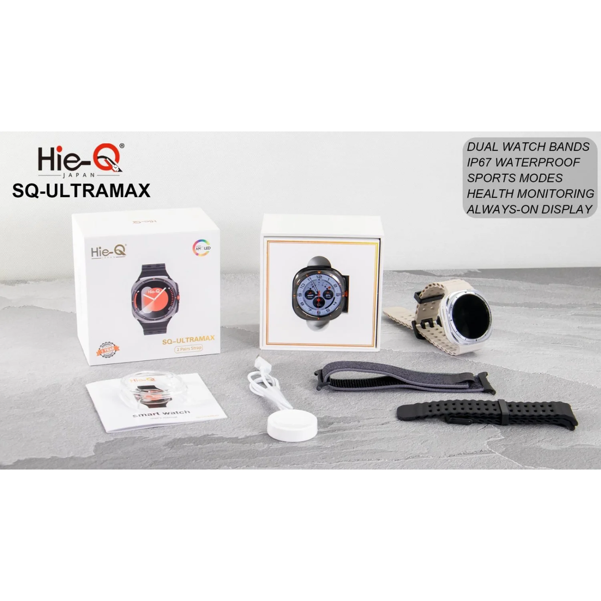 هاي-كيو ألترا ماكس ساعة ذكية بشاشة AMOLED مقاومة للماء مع مراقبة الحالة الصحية