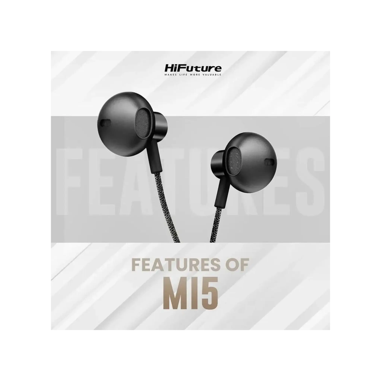 Hifuture Mi5 HiFi Wired Earbuds - Black