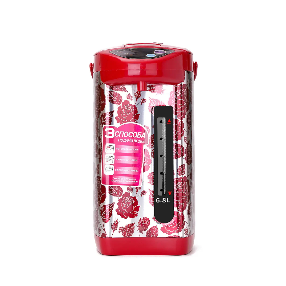 غلاية كهربائية من الستانلس ستيل بسعة كبيرة 6.8 لتر مع موزّع مشروبات ساخنة، حماية من الغليان الجاف ومؤشر ليد – بقدرة 800 واط