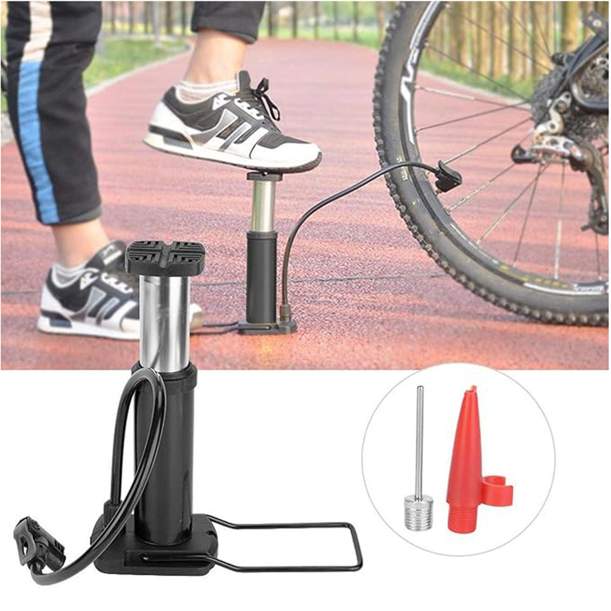 High-Pressure Aluminum Bike Floor Pump – Foot-Operated Tire Inflator