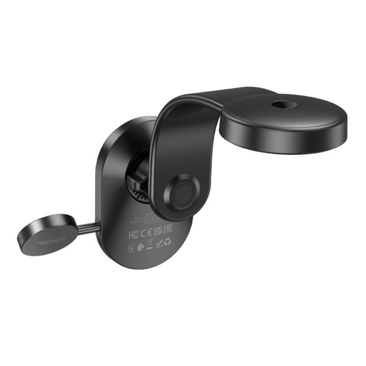 Hoco HW28 Excelso 2 in 1 Car Center Console Wireless Fast Charging Holder - Black Grey - Zayoom