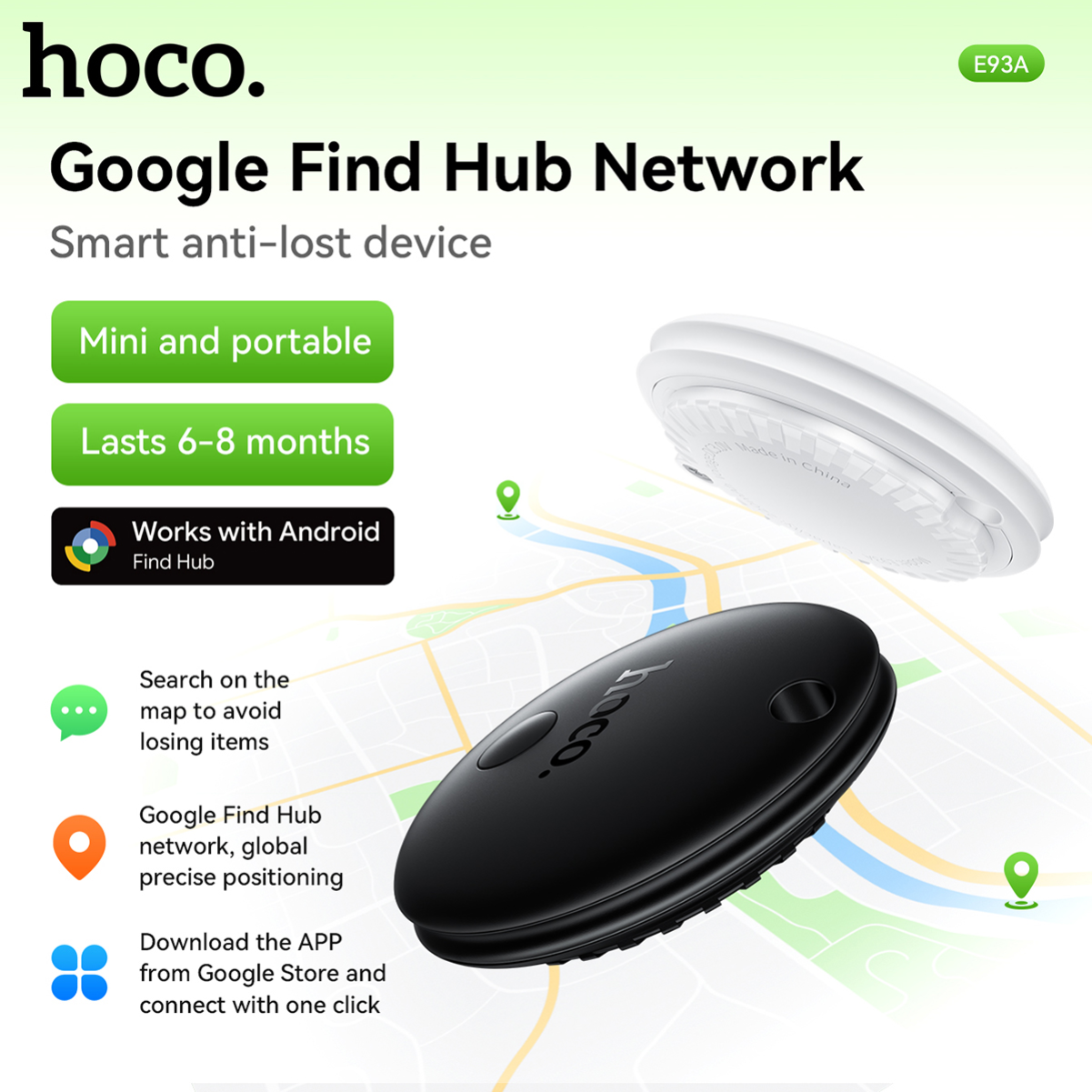 Hoco E93A Valley Goog Anti-Lost Device- Black