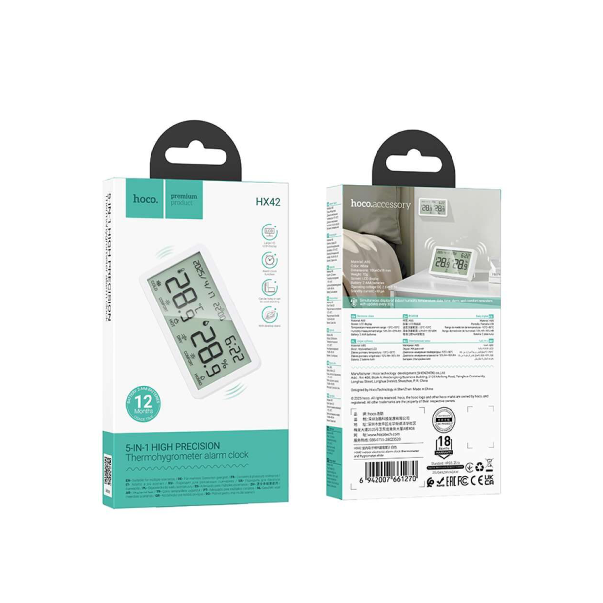Hoco Hx42 Indoor Electronic Alarm Clock Thermometer And Hygrometer
