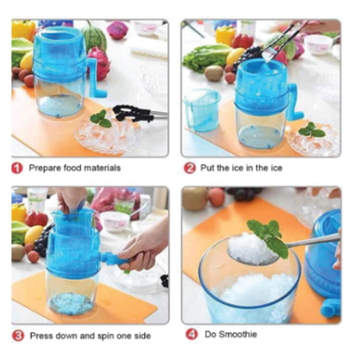 Mini Portable Manual Ice Shaver & Crusher - 1.1 Litre