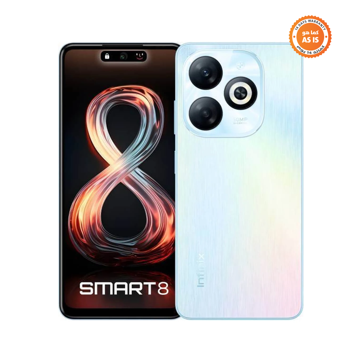 Infinix Mobile Smart 8 4G (64GB + 3GB) X6525 - Galaxy White - AS-IS