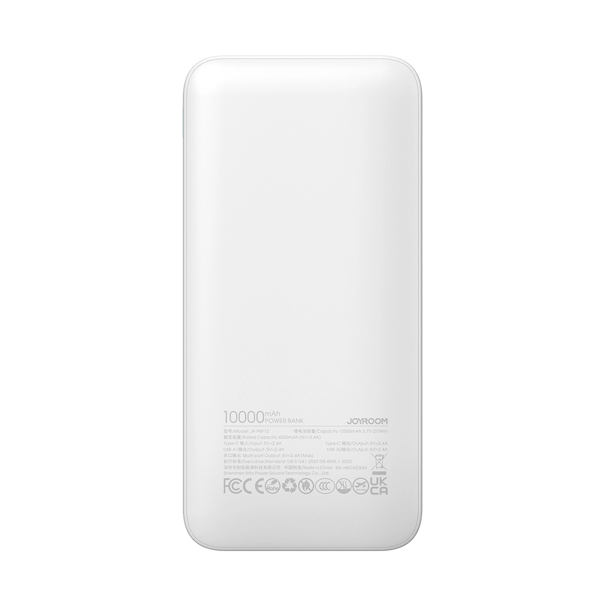 Joyroom Jr-Pbf12 2.4a LED Power Bank 22.5W 10000mAh - White