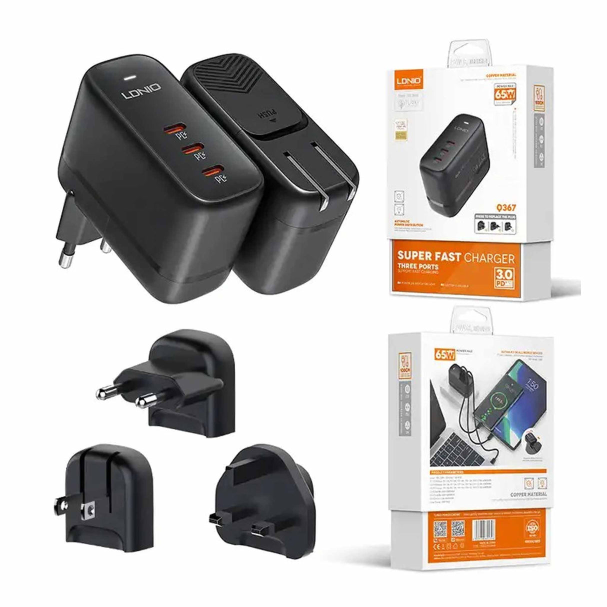 LDNIO 65W - GaN Supper Fast Charger - Q367 - Zayoom