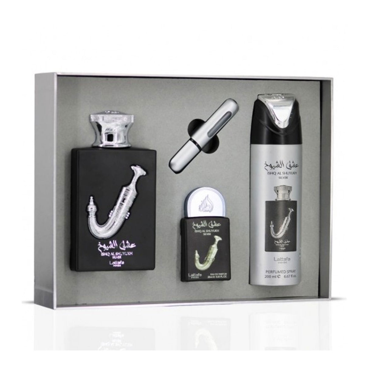 Lattafa 3Pcs Gift Set Pride Ishq Al Shuyukh EDP for Unisex 100Ml + 20Ml + Deo 200Ml
