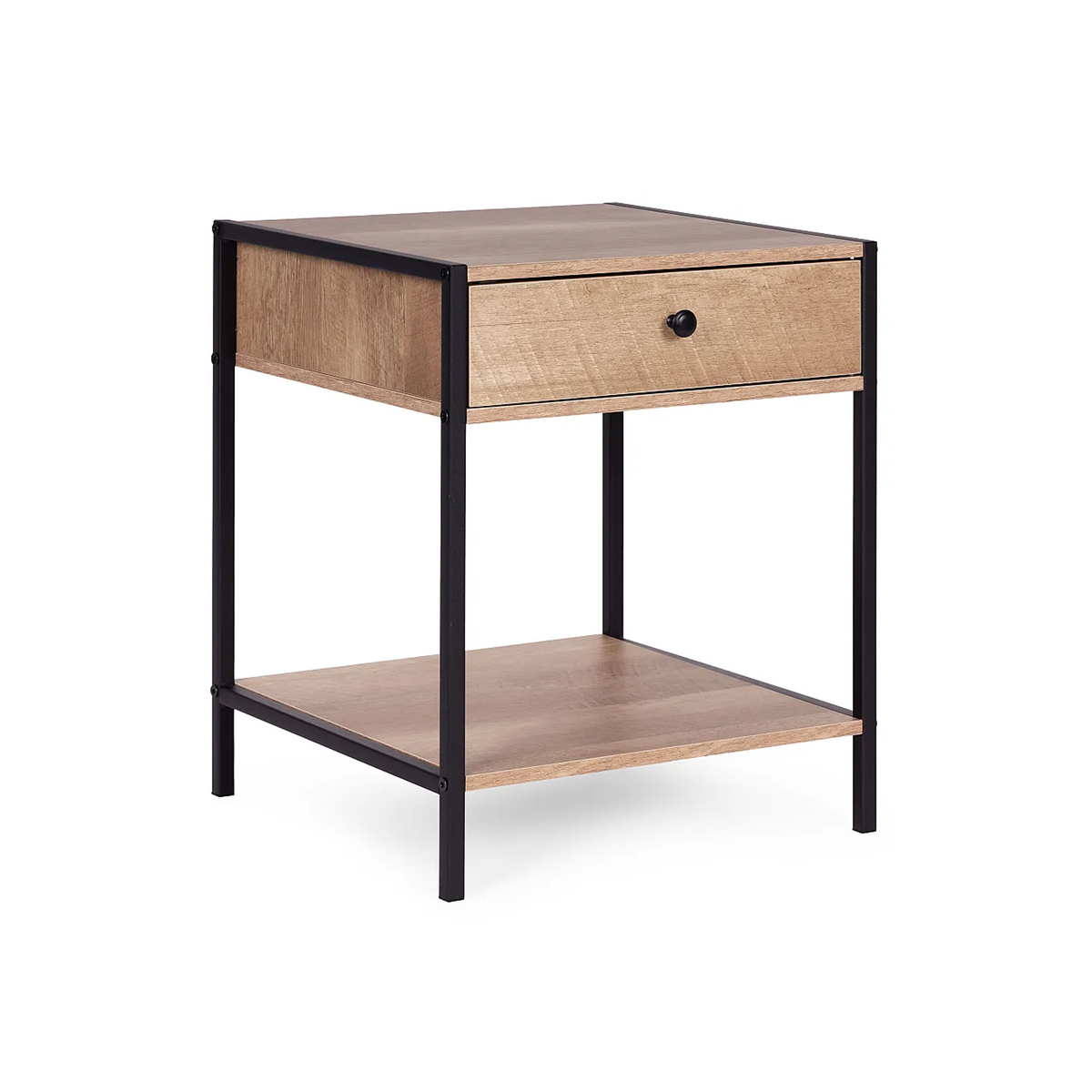 Loft Modern Nightstand With Drawer & Open Shelf
