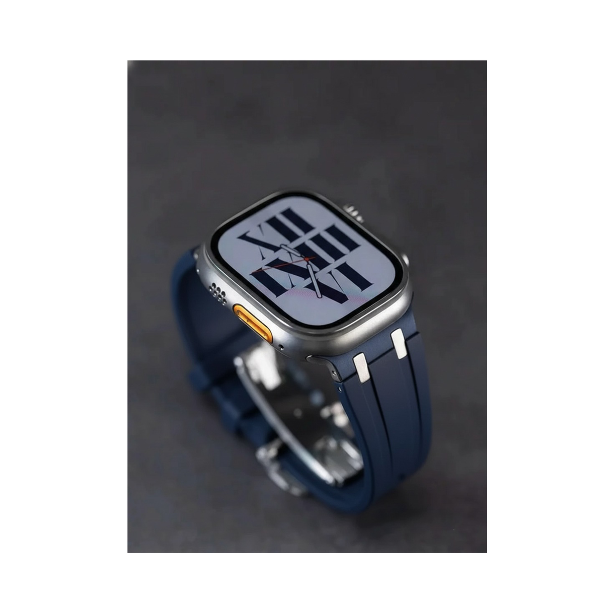 سوار مطاطي فاخر لساعة أبل ووتش - اي وتش - سيليكون ألترا 49 مم 44 مم 45 مم سوار رياضي مطاطي - أزرق