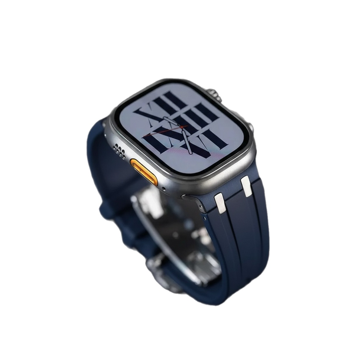 سوار مطاطي فاخر لساعة أبل ووتش - اي وتش - سيليكون ألترا 49 مم 44 مم 45 مم سوار رياضي مطاطي - أزرق