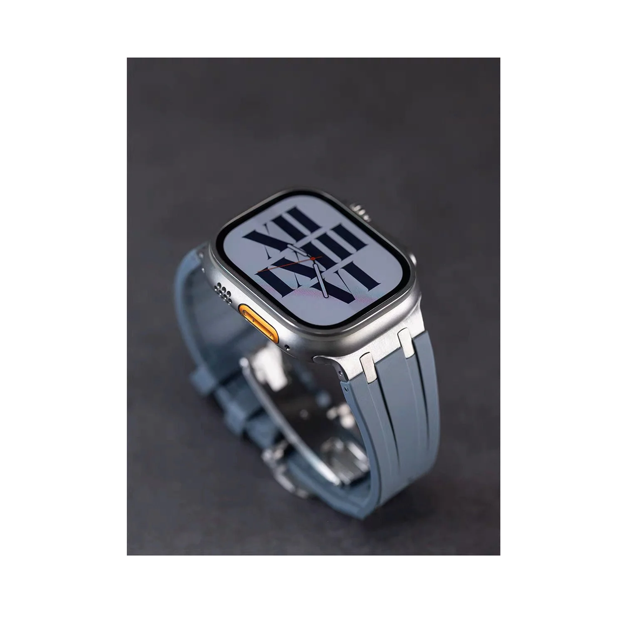 Luxury Rubber Band For Apple Watch iWatch Silicone Strap Ultra 49mm 44mm 45mm - Rubber Sports Watchband - Grey