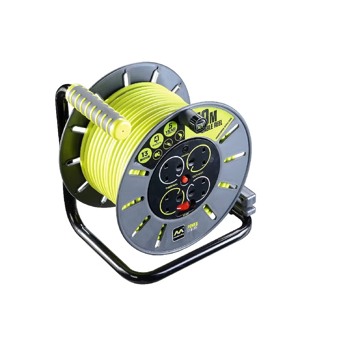 Masterplug 50m 4G Metal Cable Reel