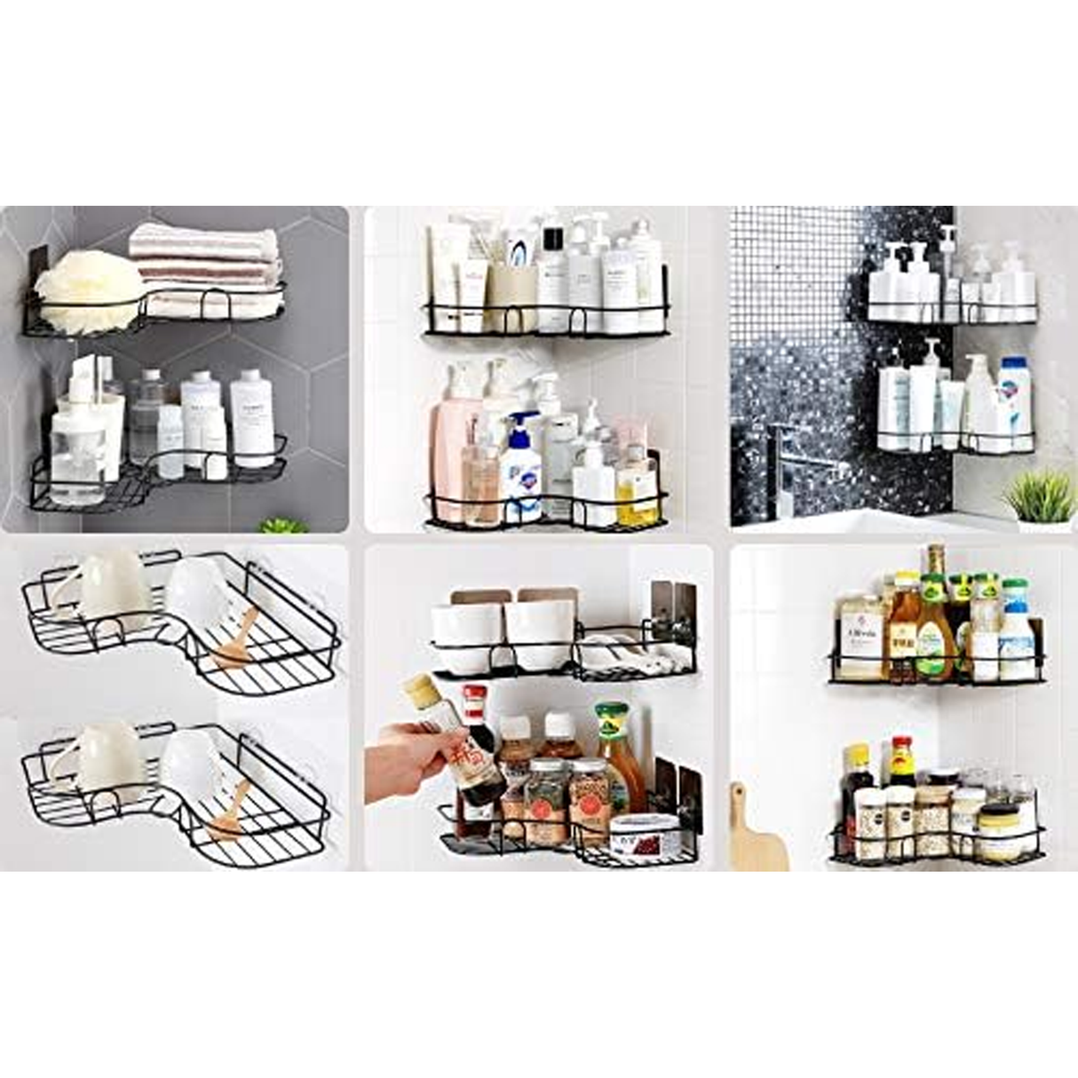Corner Storage Rack Bathroom -Black