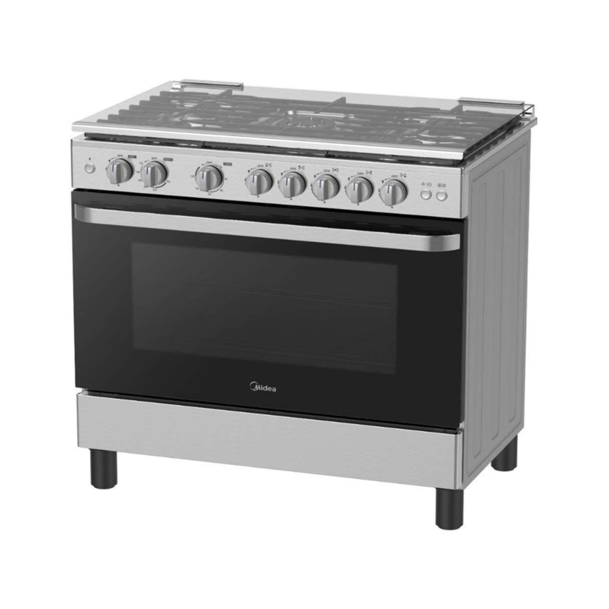 Midea 5 Burners 90x60cm Gas Cooker - Stainless Steel - Zayoom