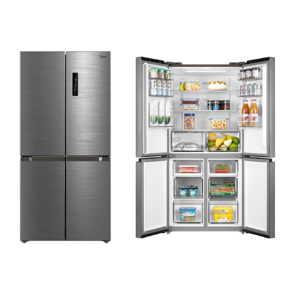 Midea Four Door Refrigerator Net Capacity 424 Liters 15 CFT - Bru Steel