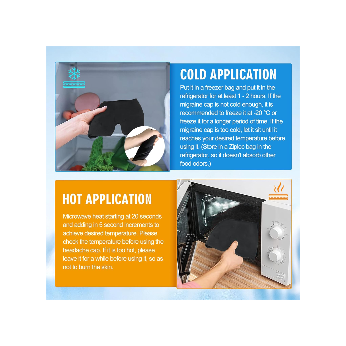 Migraine Relief Cap, Odorless Headache Relief Hat With Hot and Cold Therapy