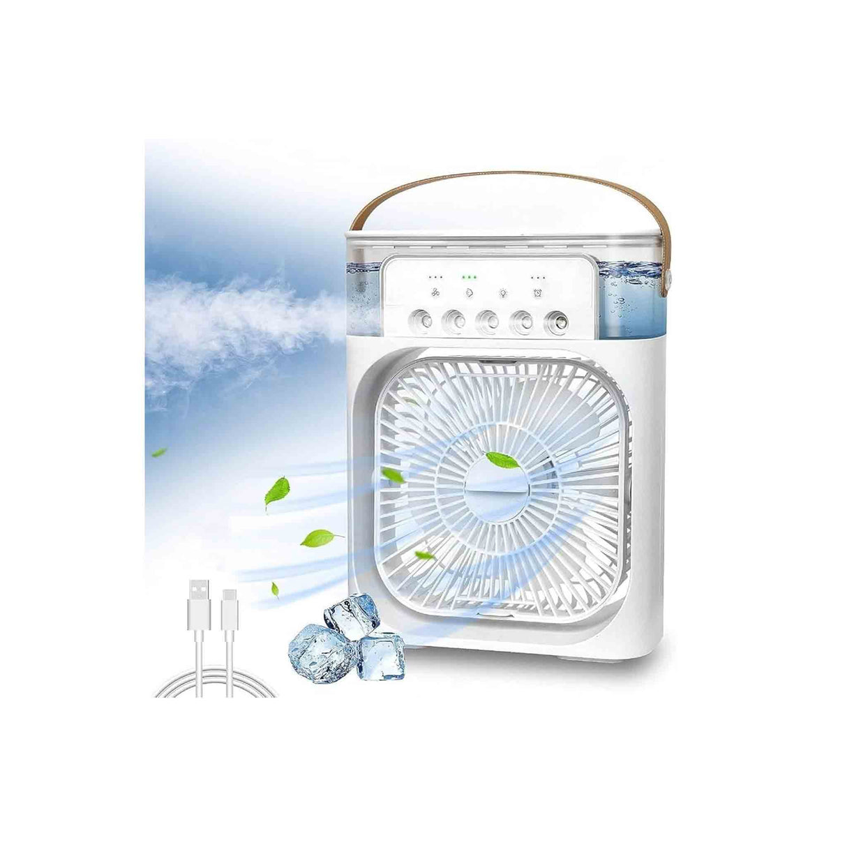 Mini USB Cooling Fan With 7 Colors LED - White - Zayoom