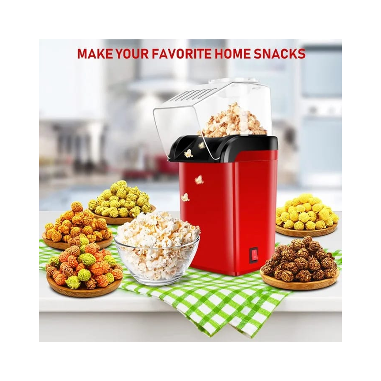 Mini Electric Popcorn Maker Machine Red/Black