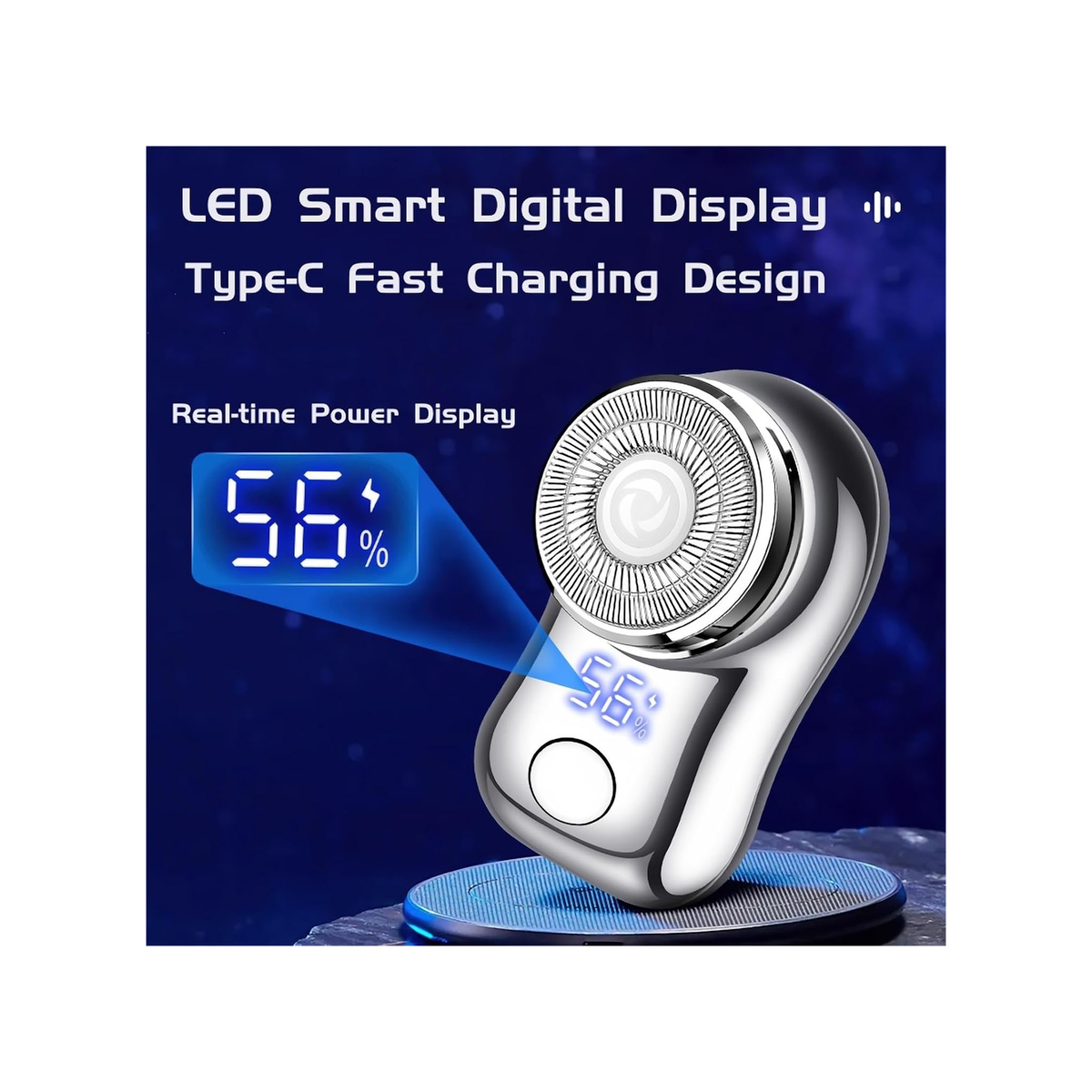 Mini Electric Shaver – Portable USB-C Rechargeable Razor With Battery Display