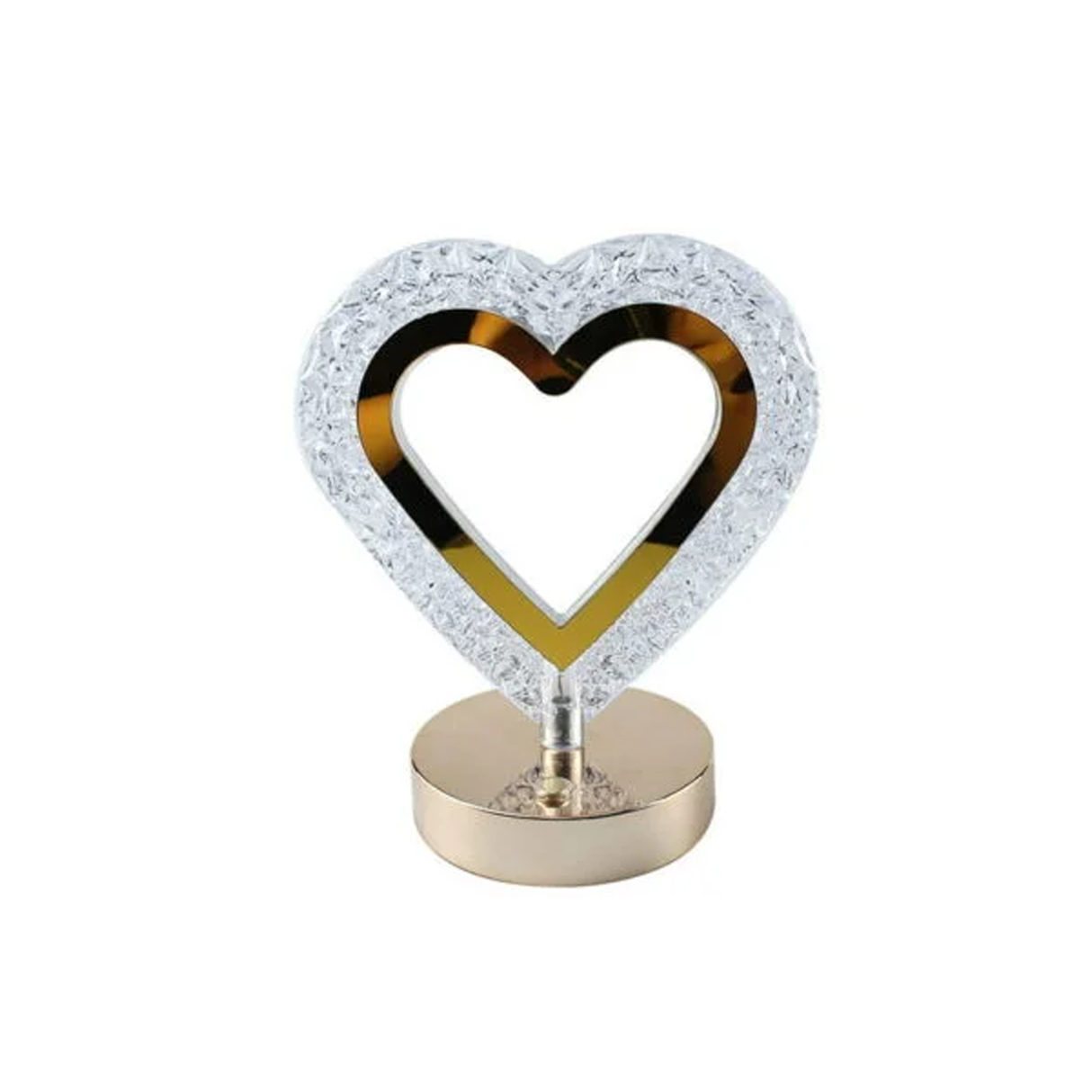 مصباح طاولة حديث على شكل قلب مصنوع من الكريستال مع إضاءة ليد