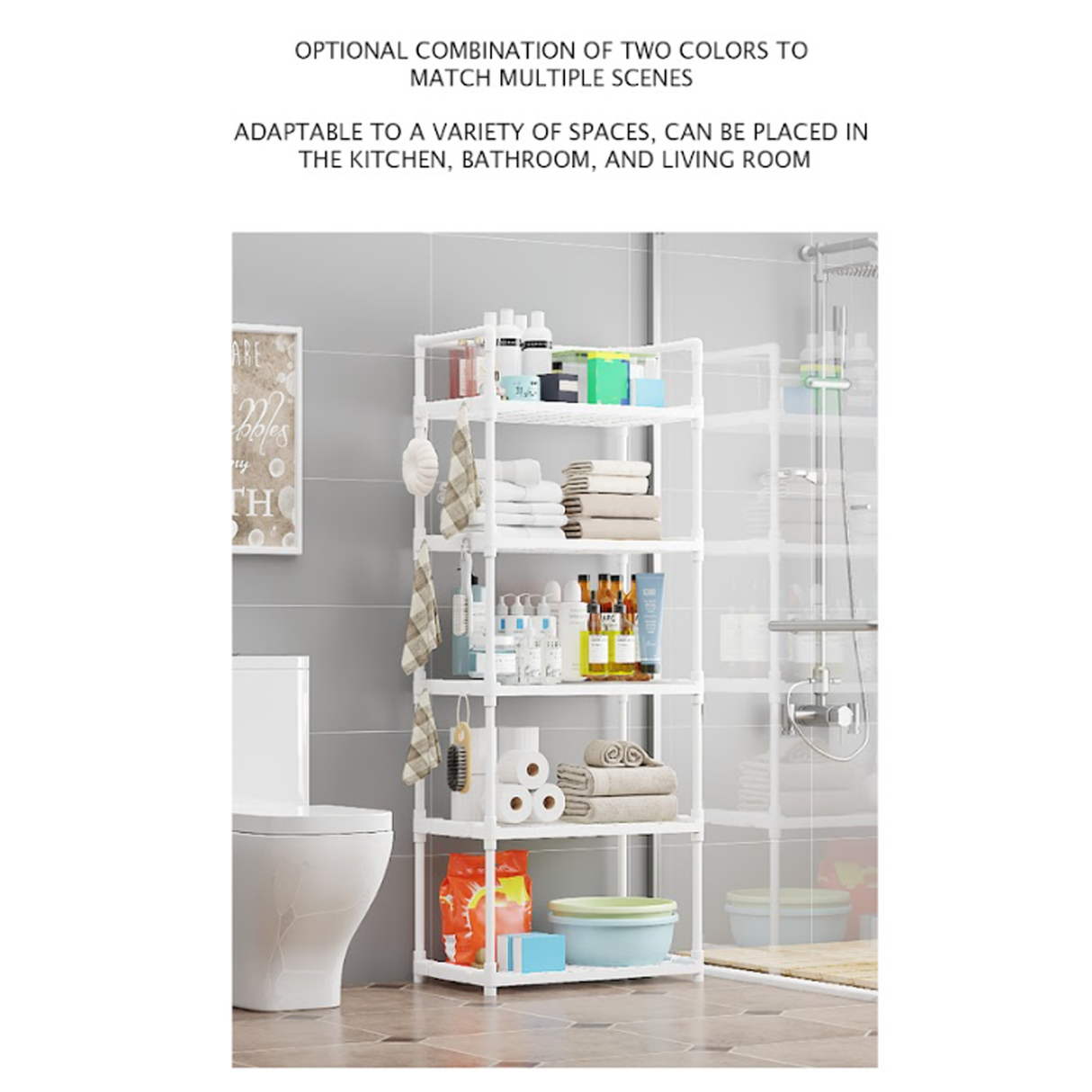 Multi-Functional Storage Rack for Kitchen, Bedroom, and Bathroom with Adjustable Shelves & Strong Load-Bearing Capacity