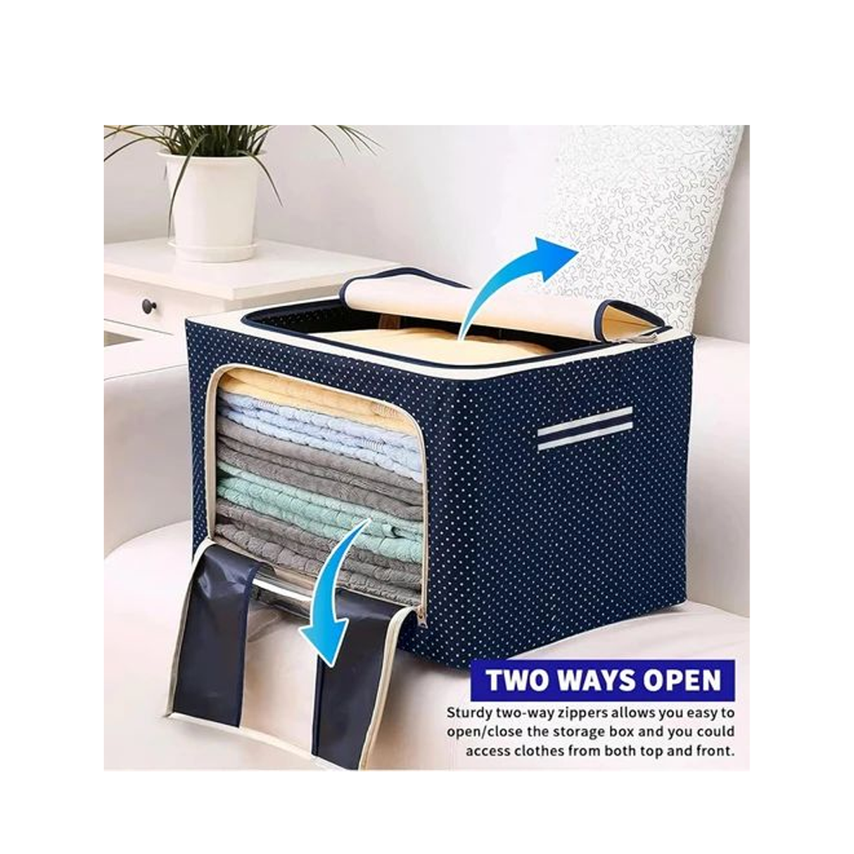 Multicolor Foldable Storage Box For Clothes 66L - Assorted Color