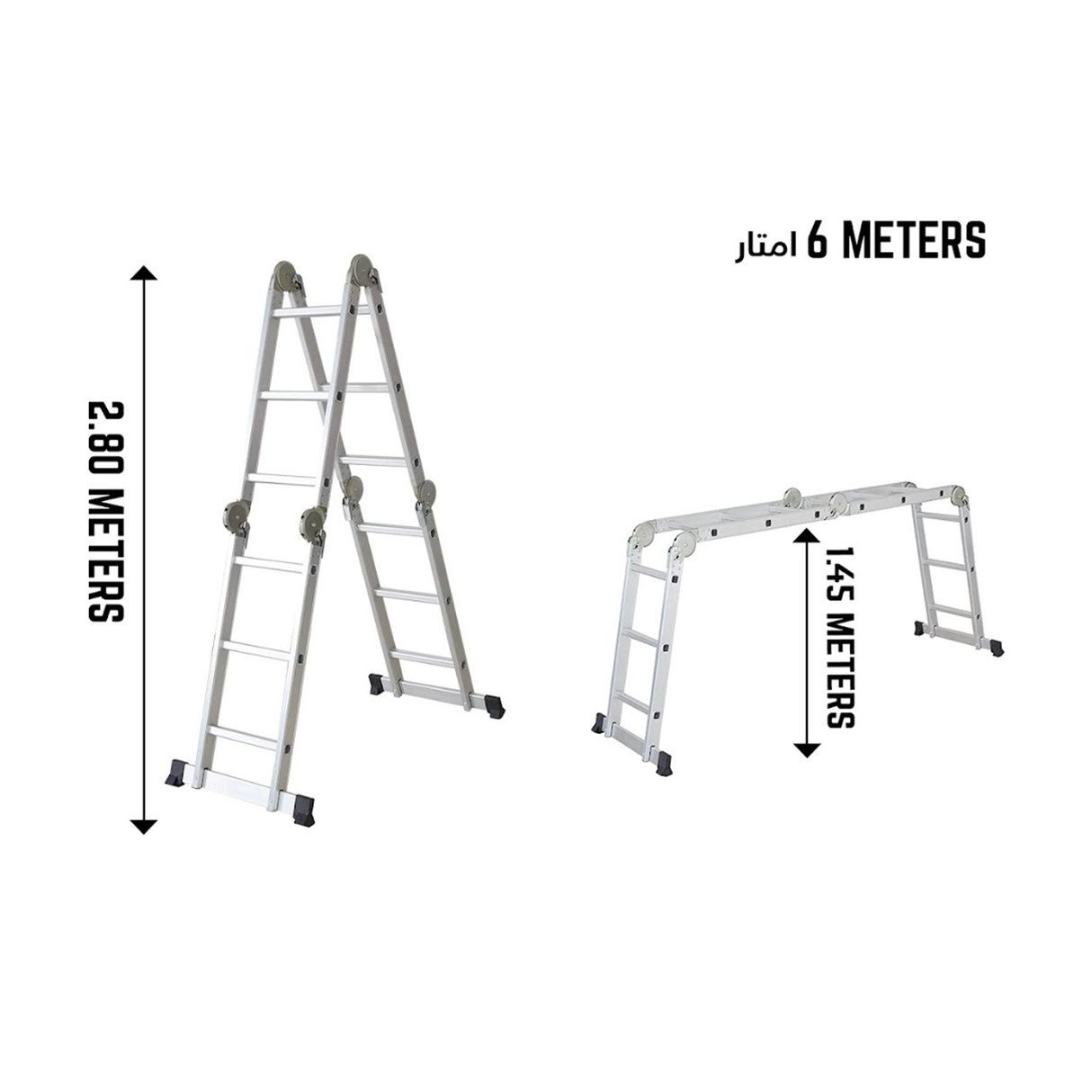 Multipurpose Foldable Aluminium Ladder for Home & Outdoor Use - 6m Height, 150 kg Capacity