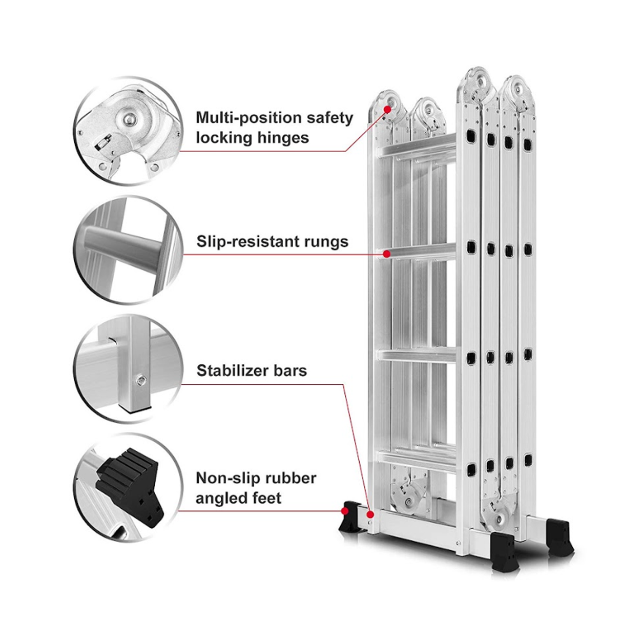 Multipurpose Foldable Aluminium Ladder for Home & Outdoor Use - 6m Height, 150 kg Capacity