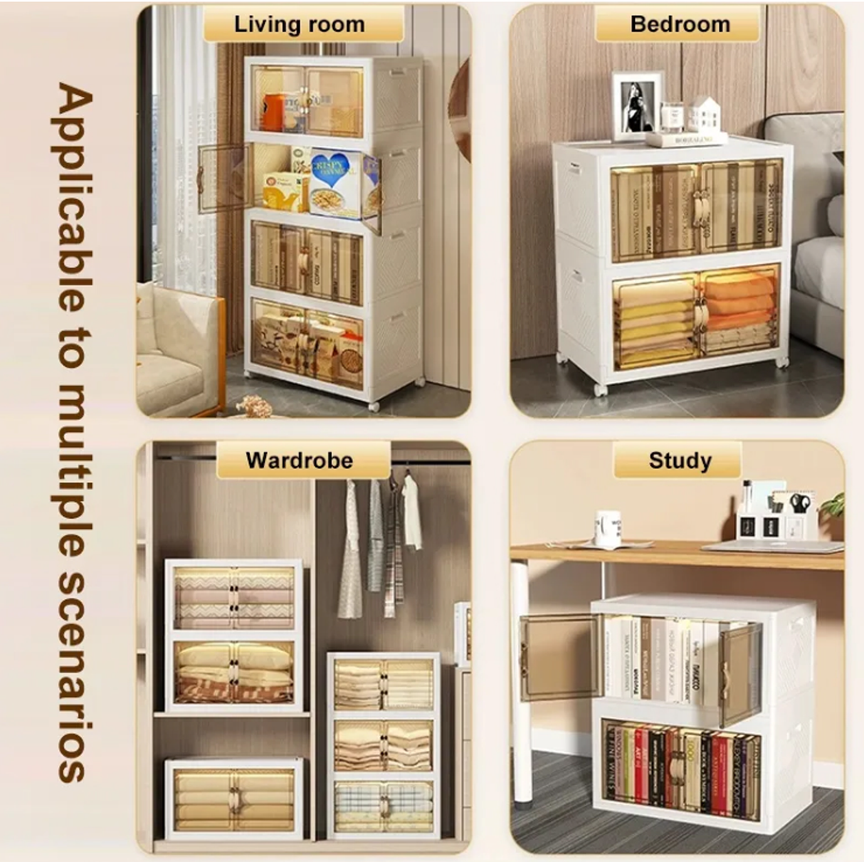 Multipurpose Multi Layer Foldable Stackable Storage Cabinet Box for Home, Bedroom, Kitchen, and Garage