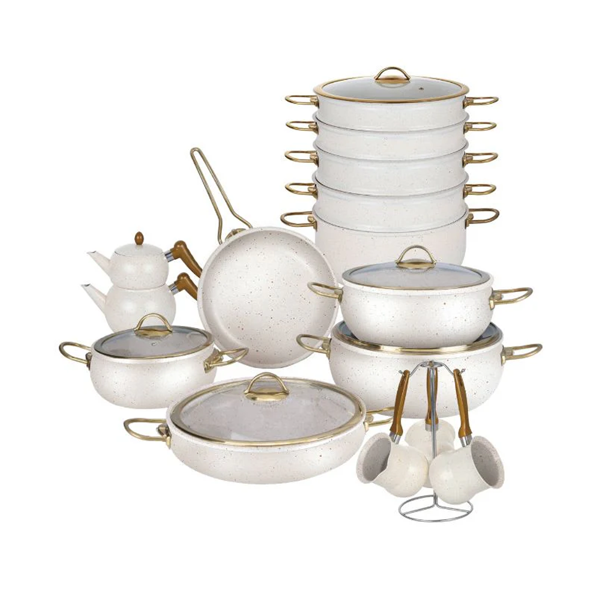 أو إس إف إي طقم أواني جرانيت 23 قطعة – أبيض