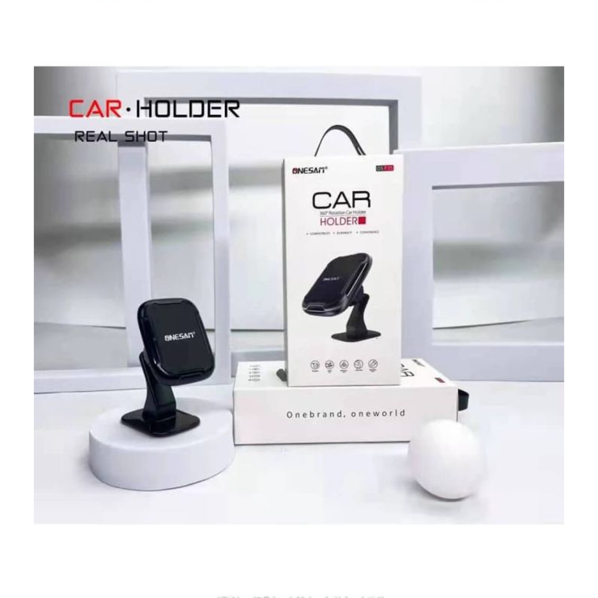 ون سام Os-F35 حامل سيارة مغناطيسي قابل للدوران 360 درجة – أسود