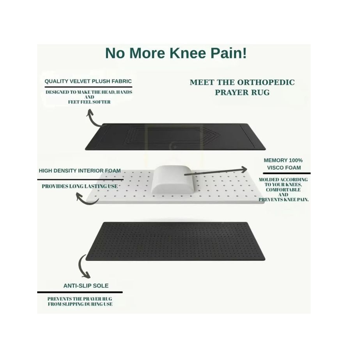 Orthopedic Islamic Prayer Mat With Knee Support - Pink