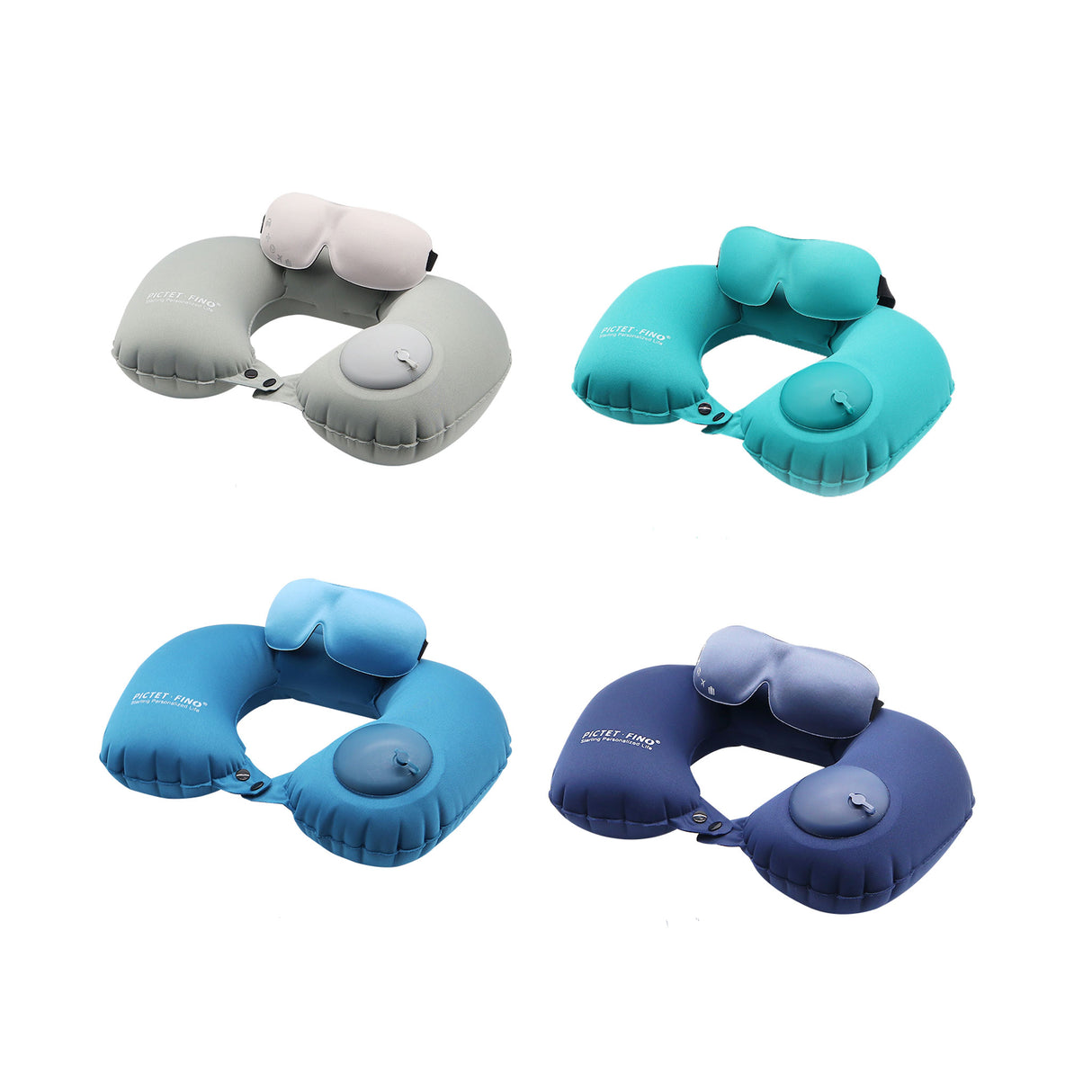 PICTET.FINO inflatable neck pillow with eye mask - Assorted Colors - Zayoom