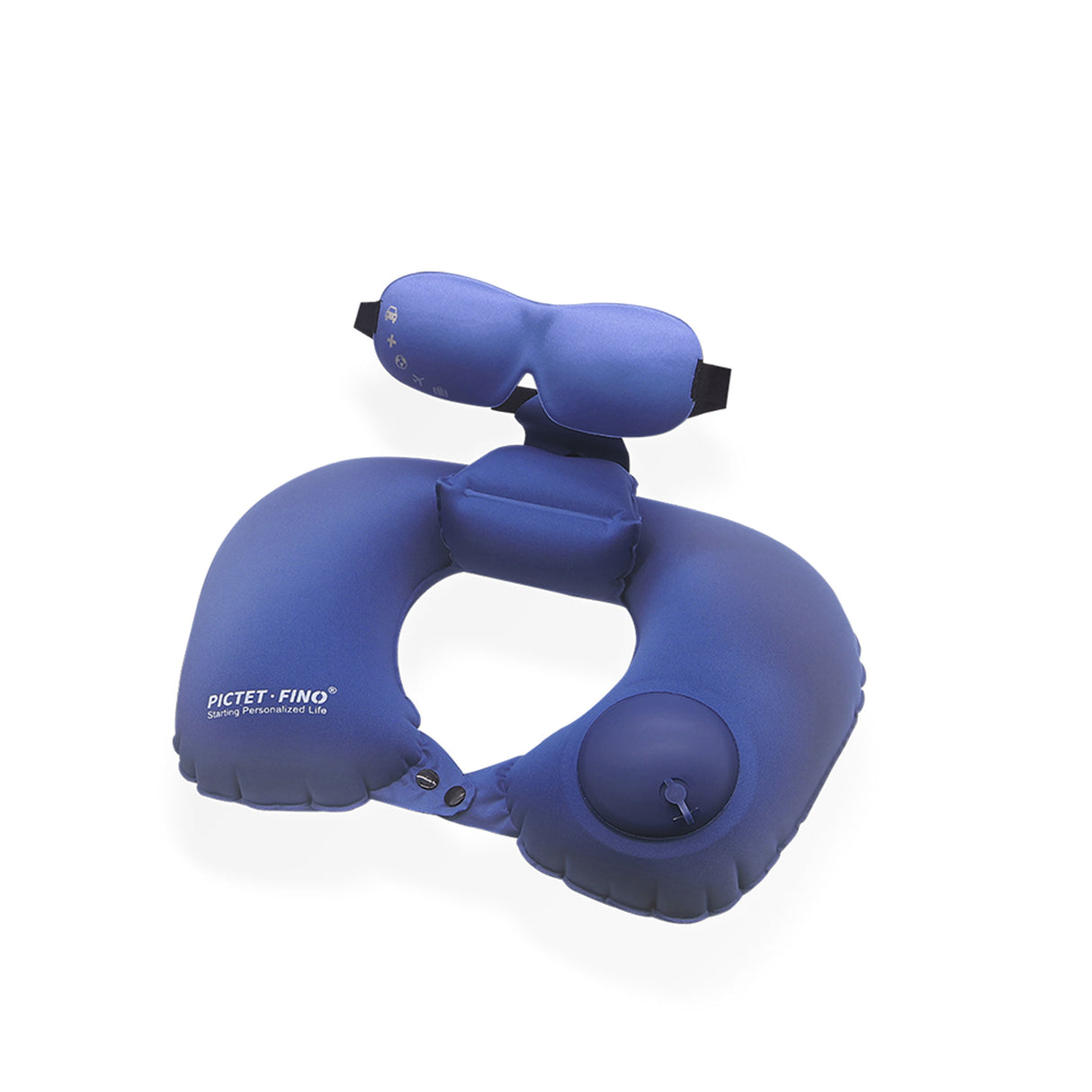 PICTET.FINO inflatable neck pillow with eye mask - Assorted Colors - Zayoom