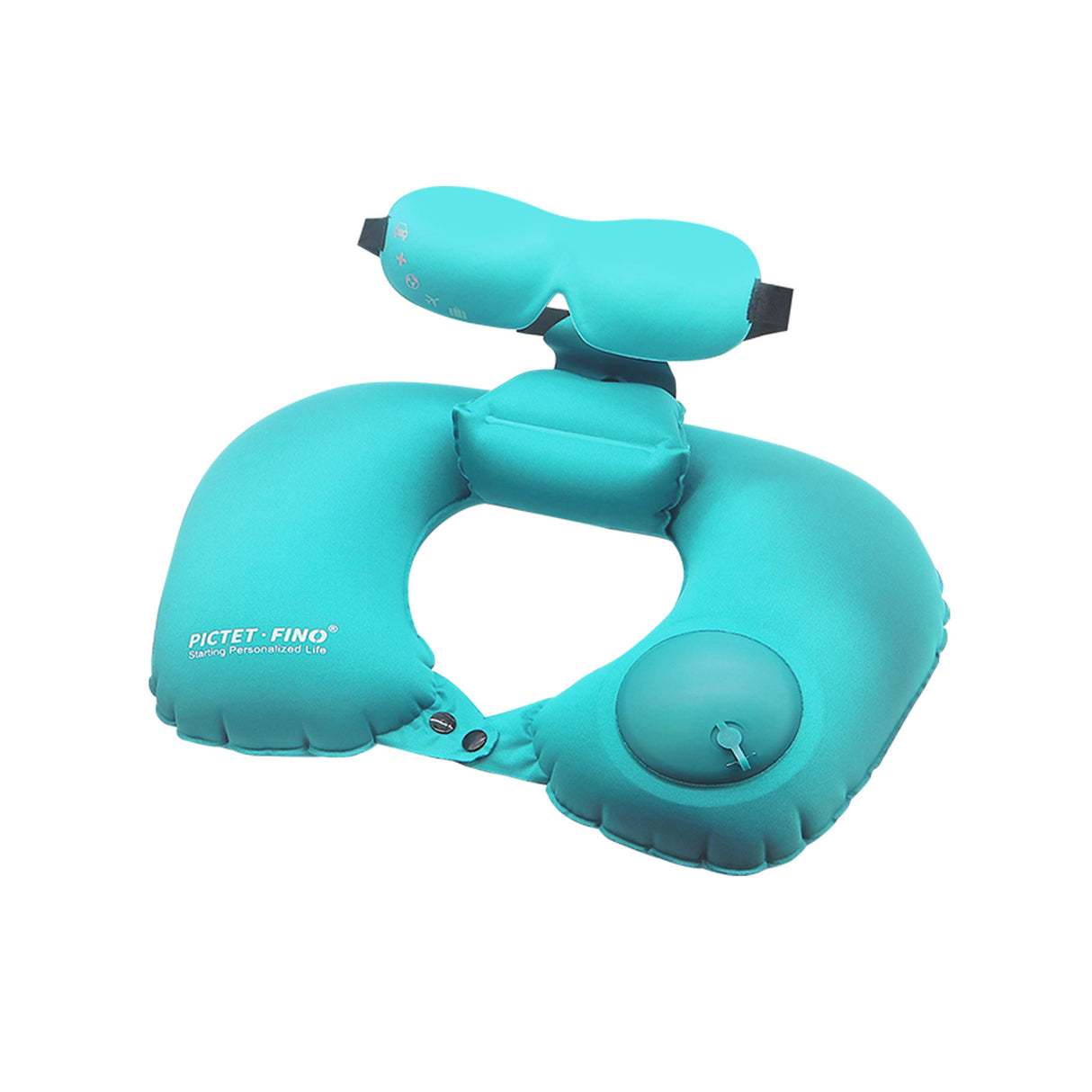 PICTET.FINO inflatable neck pillow with eye mask - Assorted Colors - Zayoom