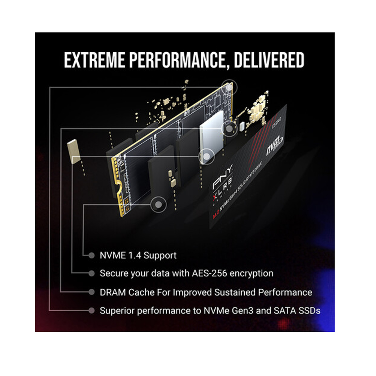 PNY XLR8 CS3140 1TB M.2 2280 PCIe Gen4X4 NVMe Internal SSD