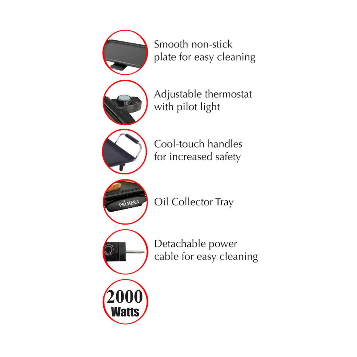 PRiMERA SIZZLE BBQ Griddle Plate - 2000W - Zayoom