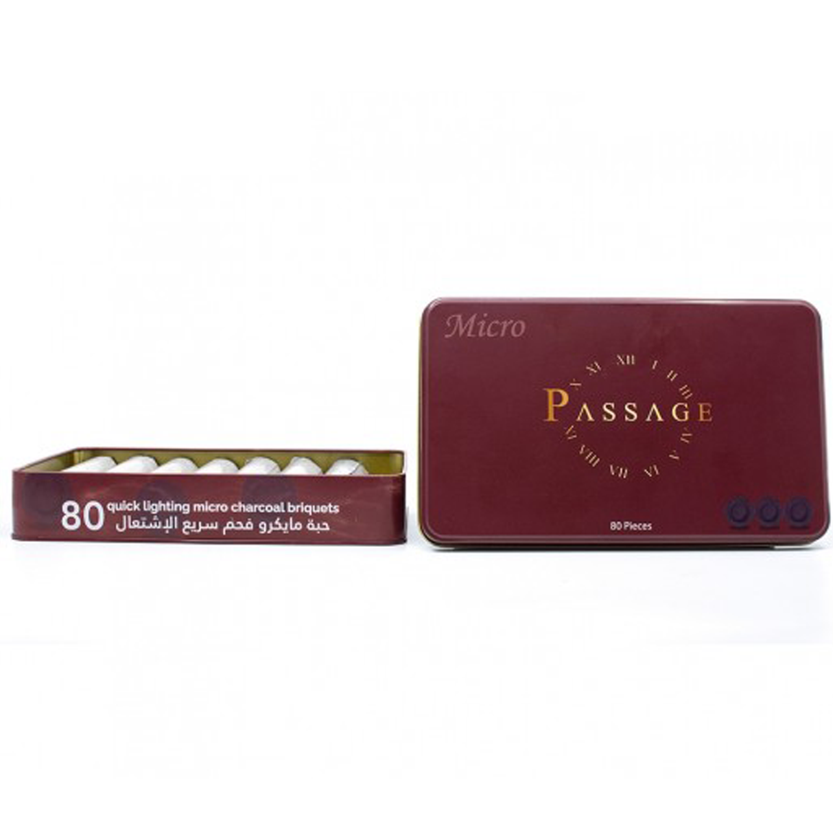 باسج فحم سريع الاشتعال مايكرو علبة معدنية 80 حبة 35 مم