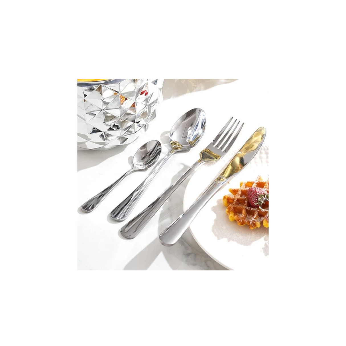 طقم أدوات مائدة 24 قطعة من الستانلس ستيل 410 على شكل أناناس