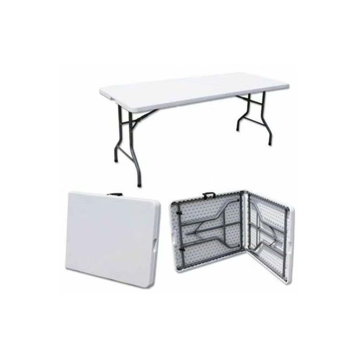 Plastic Rectangle Folding Table - White/Grey
