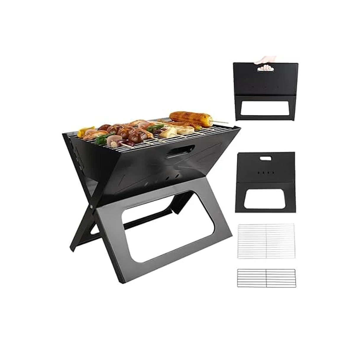 شواية فحم محمولة، موفرة للمساحة وقابلة للطي للباربيكيو