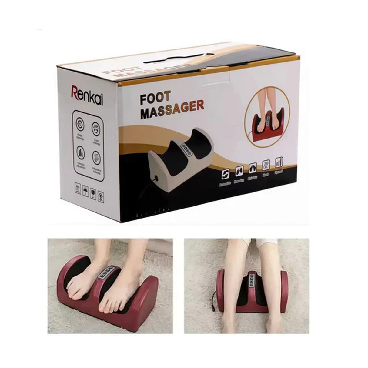 Portable Heated Foot Massager With Timer and for Relaxing Therapy for Blood Circulation- Red