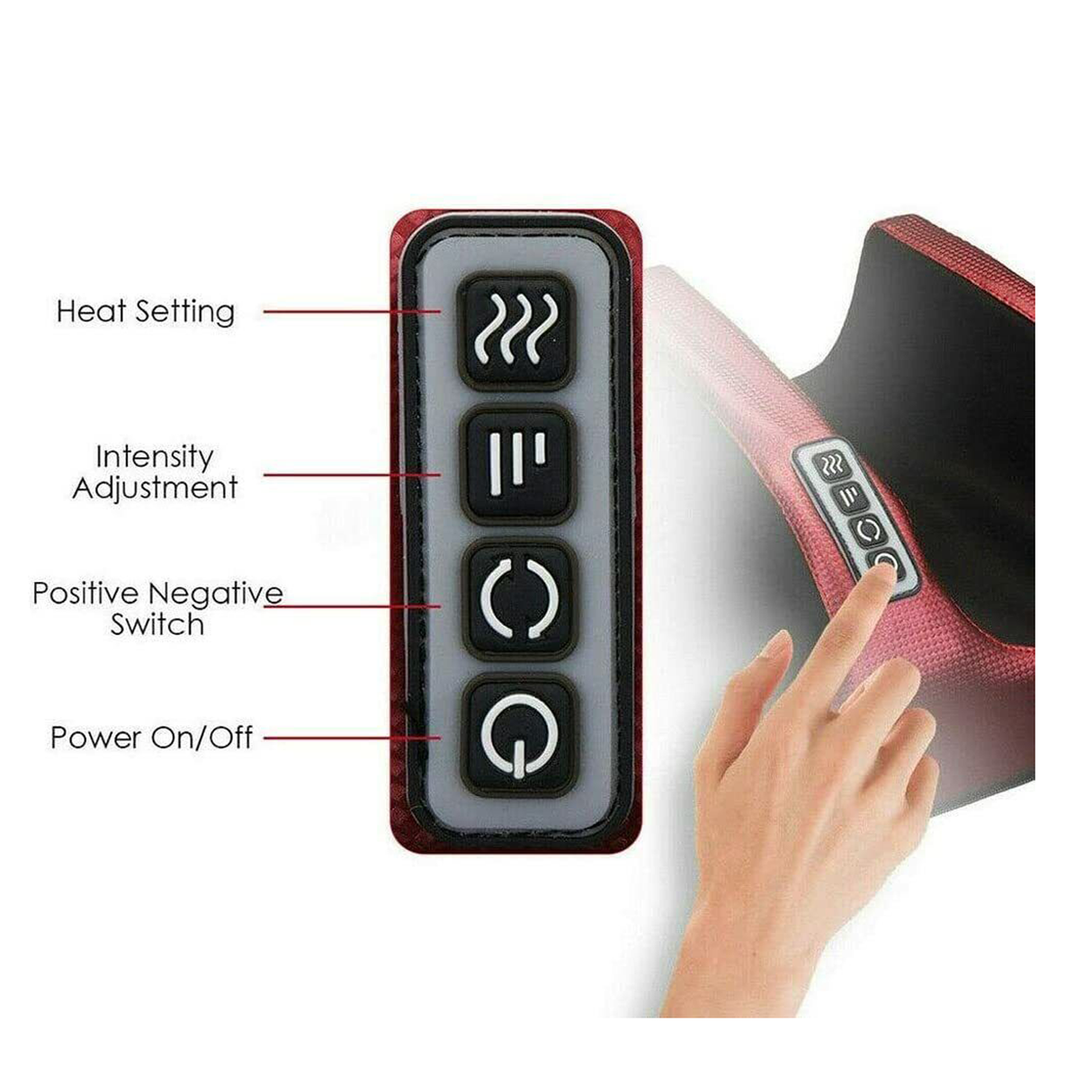 Portable Heated Foot Massager With Timer and for Relaxing Therapy for Blood Circulation- Red
