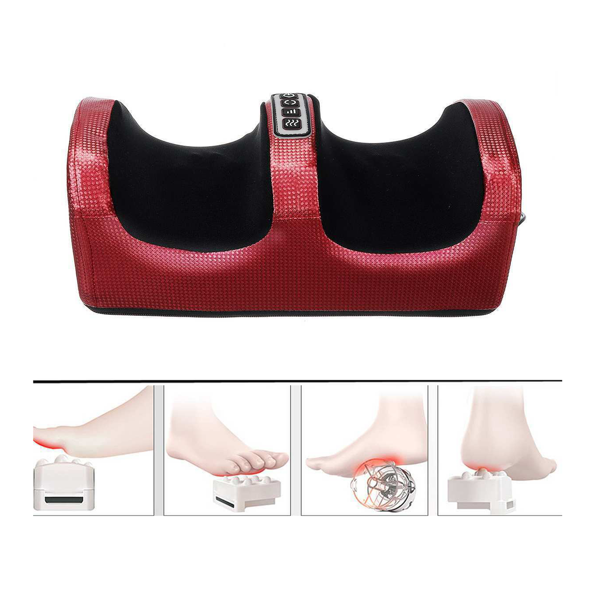 Portable Heated Foot Massager With Timer and for Relaxing Therapy for Blood Circulation- Red