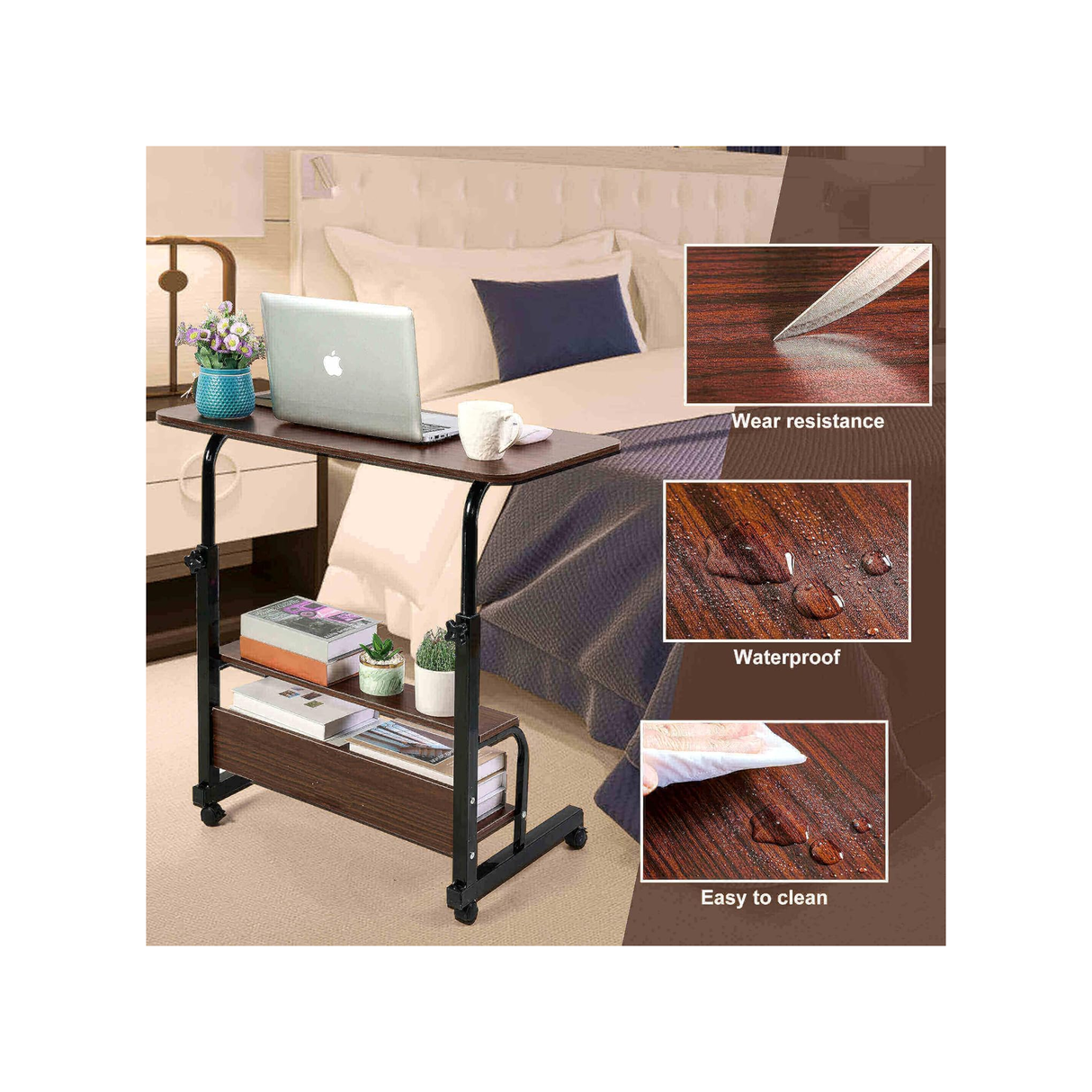 Portable Multiuse Adjustable Table - Brown