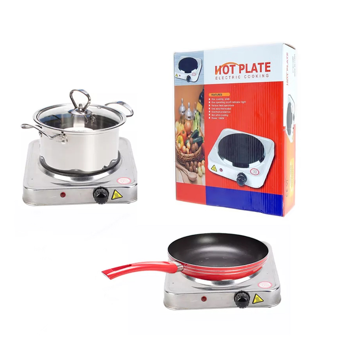 موقد طهي محمول من الفولاذ مع لوحة تسخين، مزود بإيقاف تلقائي للسلامة، حماية من ارتفاع الحرارة، عنصر تسخين قوي عالي الجودة وتحكم بسيط